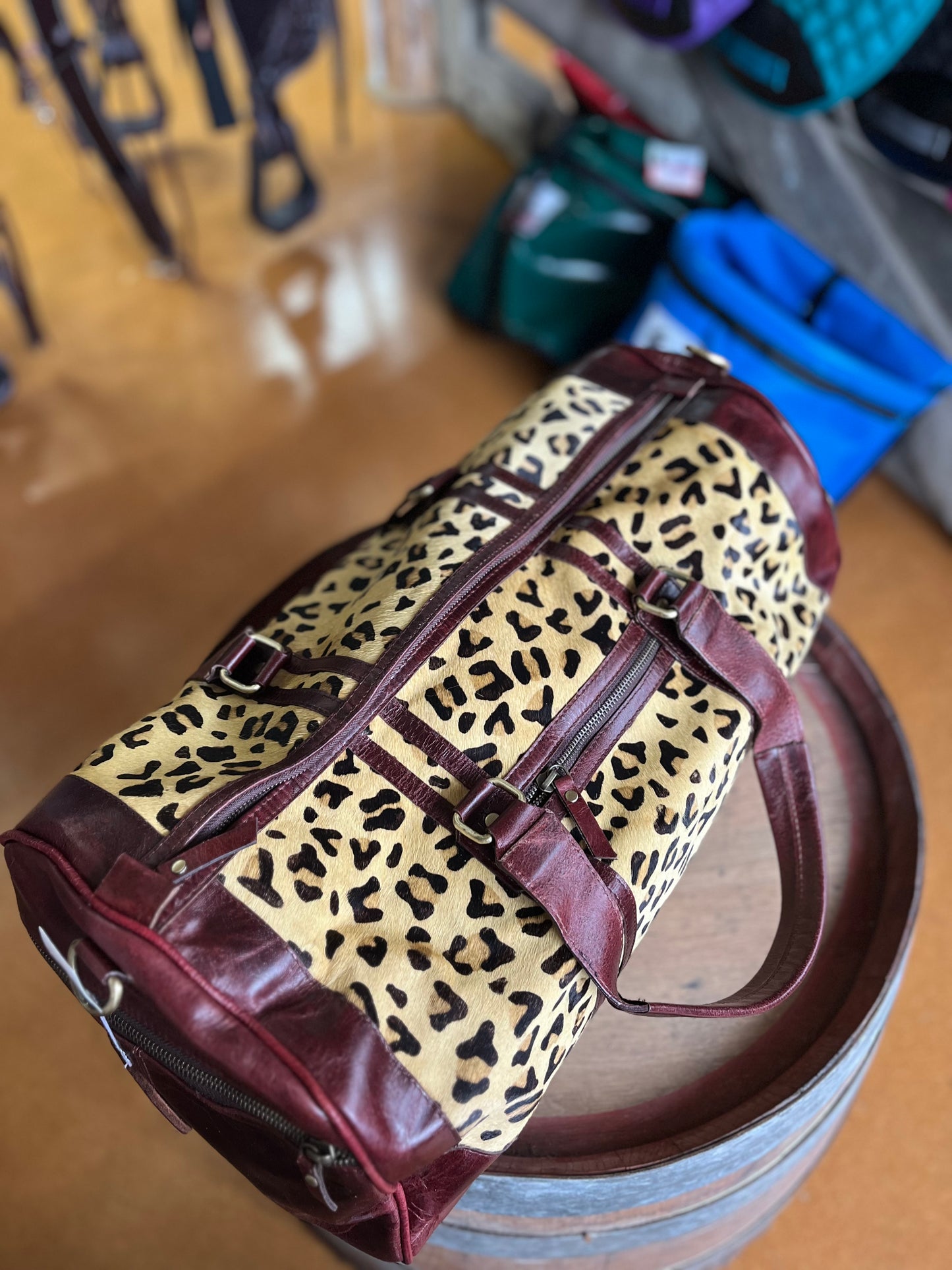 Leopard Print Weekender - Genuine Leather